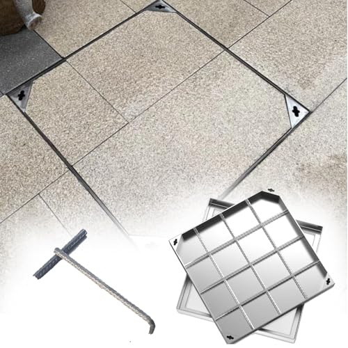 tapa de alcantarilla Tapa de alcantarilla invisible con gancho de elevación, 30 40 50 60 70 80 90 100 cm Cubiertas de cuencas de aguas residuales para aceras de pavimento de entrada(Lxw-100X100cm/39.4