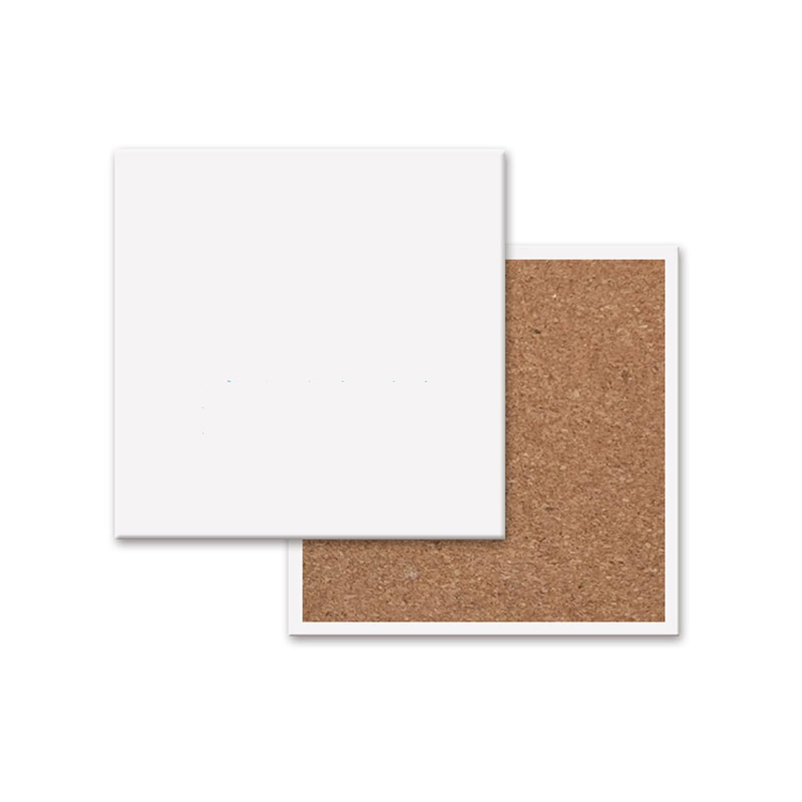 Dessous de verre carrés en céramique blanche 10cm avec liège x4