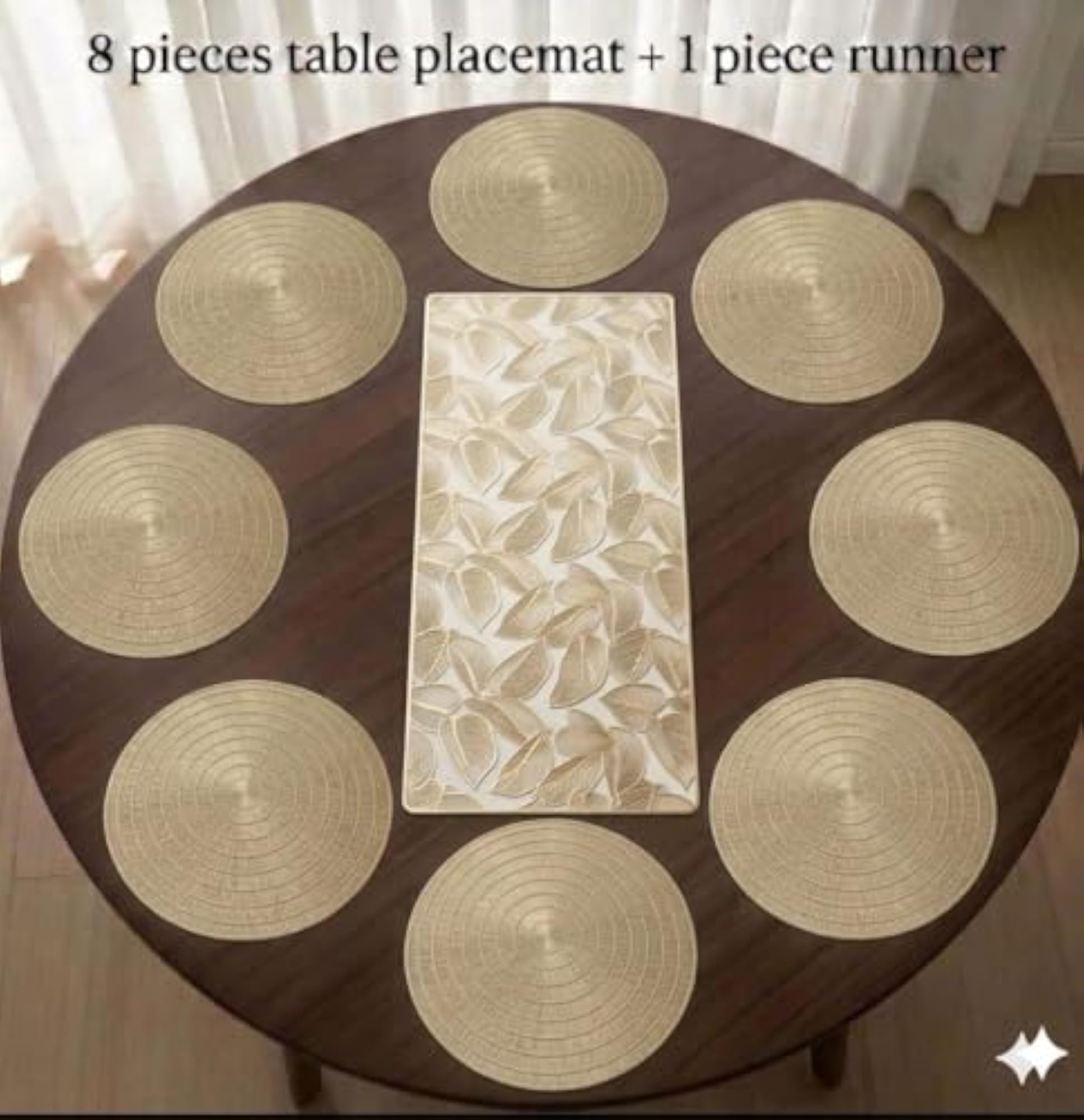 Premium Table Mat and Runner Set for Dining Table, 6pc