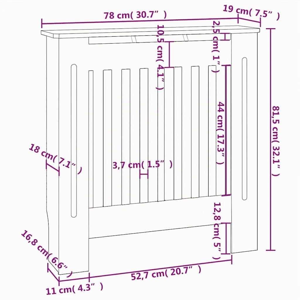 vidaXL Cubierta para Radiador, Armario de Pared para Calentador, Estante para Libros Adornos, Mueble Tapa de Calefacción de Salón, MDF Negro