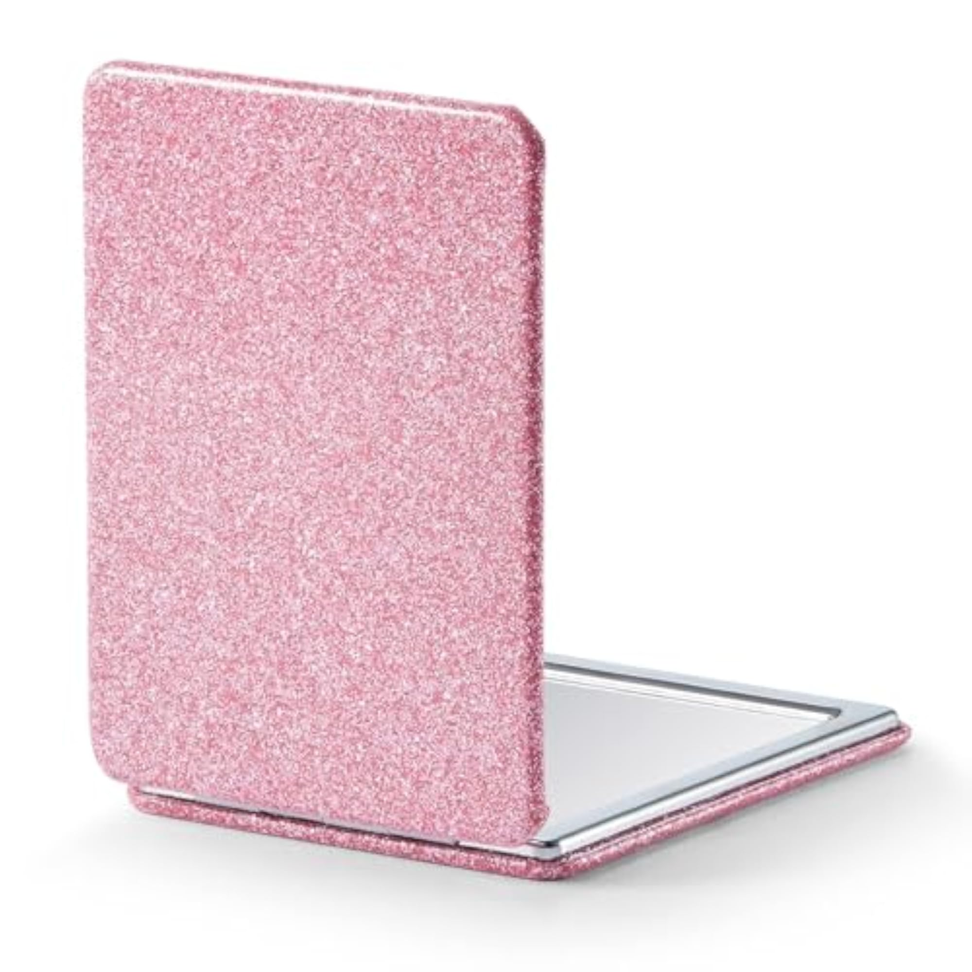 Compact Glitter PU Leather Mirror, Portable Makeup Accessory