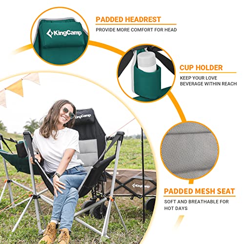 Kingcamp Aluminum Alloy Durable Hammock Swing Chair,Foldable Portable Rocking Camping Chair With Headrest Adjustable Back,Outdoor Camp Chairs For Travel Sport Games Concert Garden #TOP4