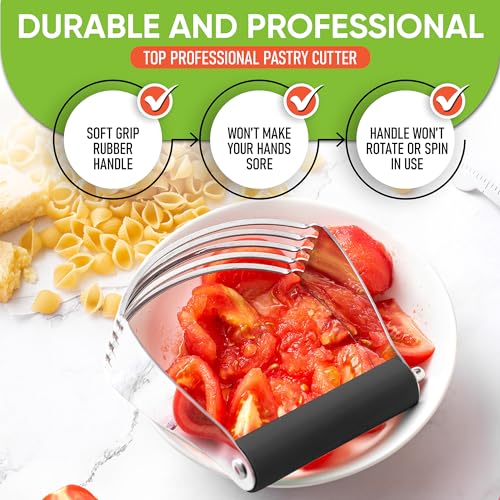 Image of Spring Chef Large Dough Blender For Baking - Durable Pastry Blender - Black