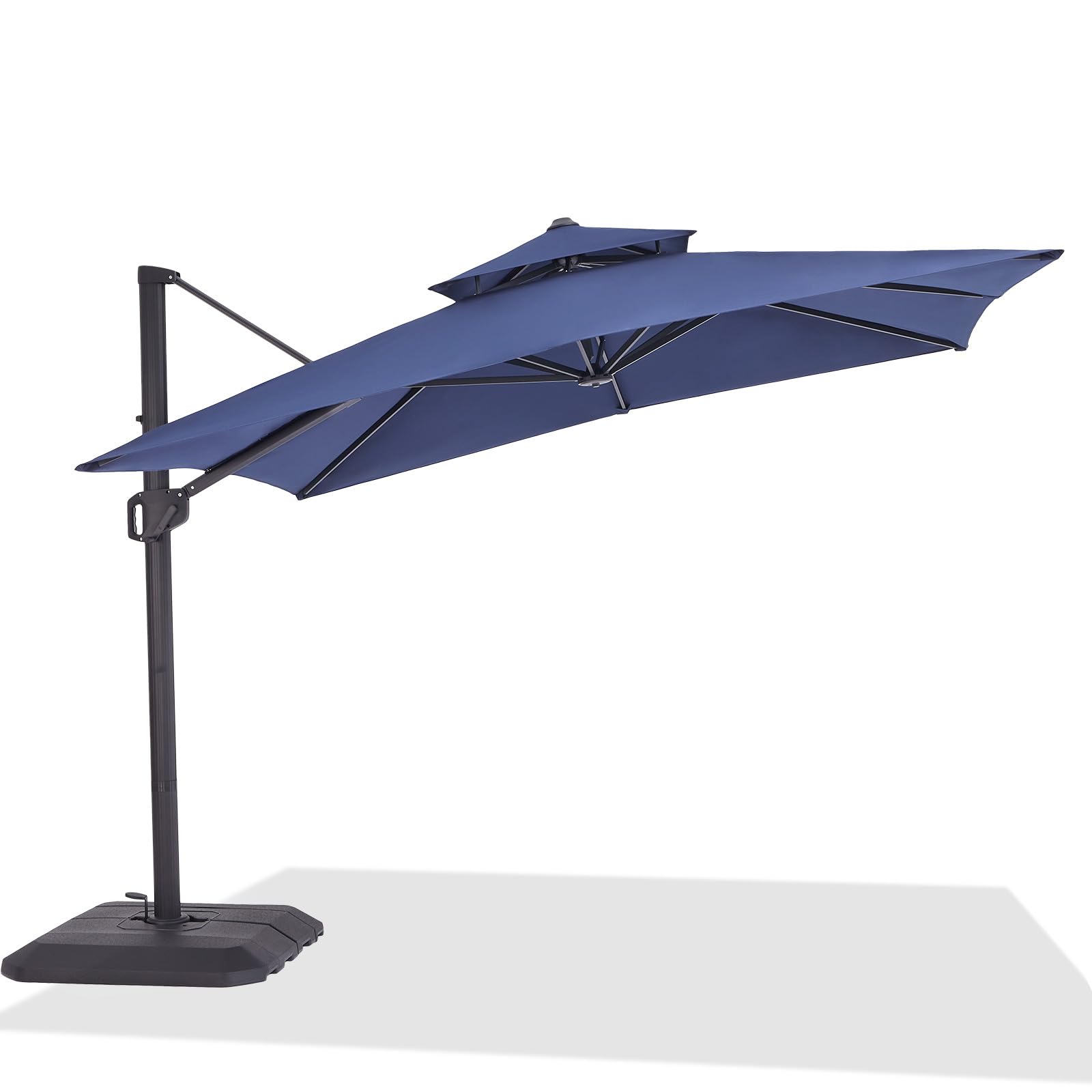 Garvee Parasol De Jardin En Aluminium 300 x 300 cm - Toile Anti-UV 50+, Imperméable, 8 Baleines, Manivelle Réglable, Rotation à 360°, Protection Contre Le Vent - Idéal Pour Terrasse, Balcon, Piscine
