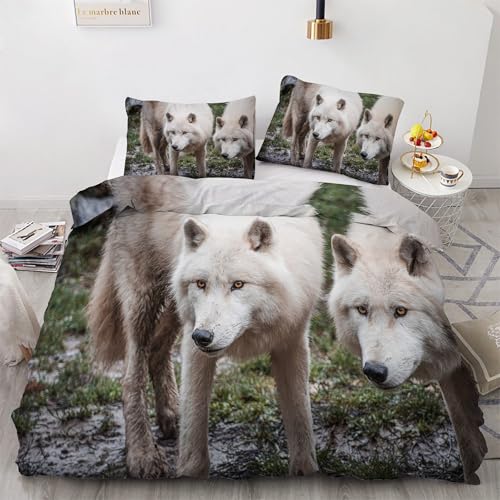 Housse de couette avec fermeture éclair loup arctique pour lit double - 2