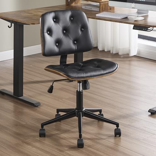 Image of Armless Rolling Office Desk Chair, Adjustable Height Computer Chair, Black