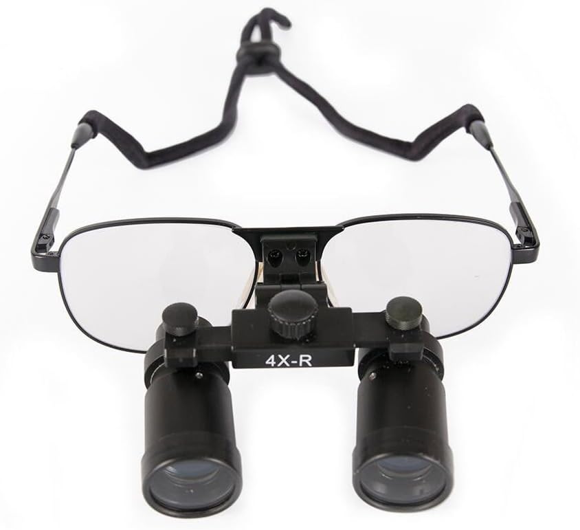 Hot Dental Medical Surgical Binocular 4.0X-R Loupe Magnifier General Type for ENT/Vet Black Metal Frame