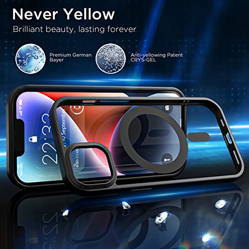 [Upgraded] For Iphone 14 Case/Iphone 13 Case Compatible With Magsafe, [Strong Magnet] [Military Grade Protection] Magnetic Clear Slim Bumper Mag Safe Thin Phone Cover Apple 14/13 (6.1In Black) #TOP6