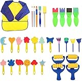 Kids Painting Kits - 31 Pcs Paint Sponges for Kids, Early DIY Learning Kids Include Foam Brushes,...