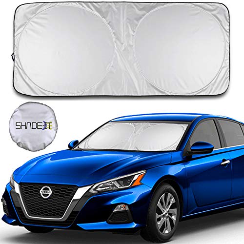 Shade-It Car Windshield Sun Shade Durable 210T Polyester Heat Block Uv Protection Sunshades - Sunlight Blocker Reflective Sun Visor Car Window Shade - Easy Storage Sunshade Car Accessories (Medium) #TOP6