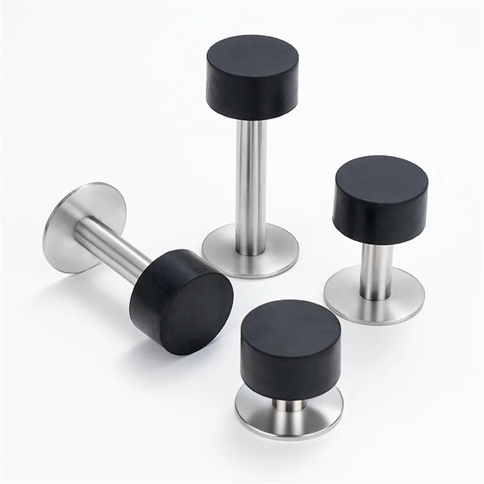 Butée de porte en acier inoxydable noir 80mm avec ventouse pour intérieur