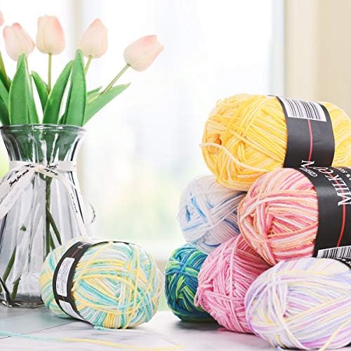 HellDoler 10 Pieces 50g Crochet Yarn Multicoloured Acrylic Cotton Wool Knitting Yarn Hand Knitting Yarn Set,200m per Roll
