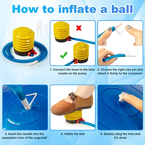 image for Jexine 6 Pcs Yoga Ball Exercise Ball PVC Stability Balance Yoga Ball C