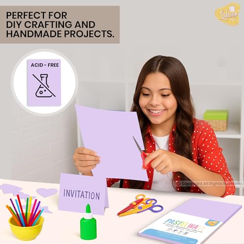 Image of Lakeer A4 Pastel Color Paper- Pastel Lavender Colour, Pack of 50 Sheets | 150 GSM Thick for Arts and Crafts, Printing, DIY Projects, Etc
