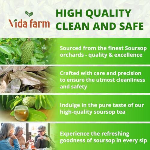 Image of VIDA FARM Soursop Tea Bags, 155 Count, 100% Natural Pure Soursop Leaves, Decaffeinated, Vegan, Gluten-Free