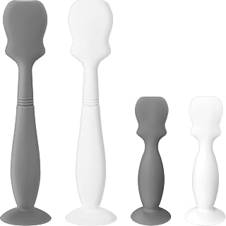 4 Pack Baby Diaper Cream Spatula Applicator Soft Silicone Baby Butt Paste Spatula Mini Rash Cream Brush for Baby Newborn (White, Gray)