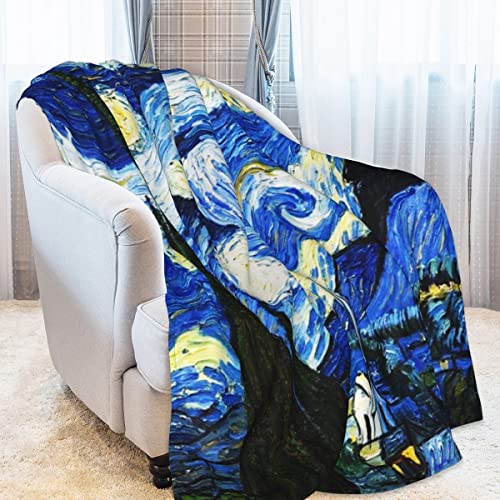 Lianmei Van Gogh The Starry Night Flannel Fleece Throw Blanket Soft Cozy Warm Bed Blanket For Kids Adults All Season Fluffy Fleece Blanket For Couch Bed Sofa Chair Fall Nap Travel Camp 50 X 60 In #TOP1