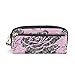 Produktbild Federmäppchen Stiftemappe Kleingeldbeutel Kosmetik Make-up Bag Floral Art Draw Gedruckte Reise-Make-up-Tasche Große Kapazität Wasserdichtes Leder 2 Fächer für Mädchen Jungen Frauen Männer