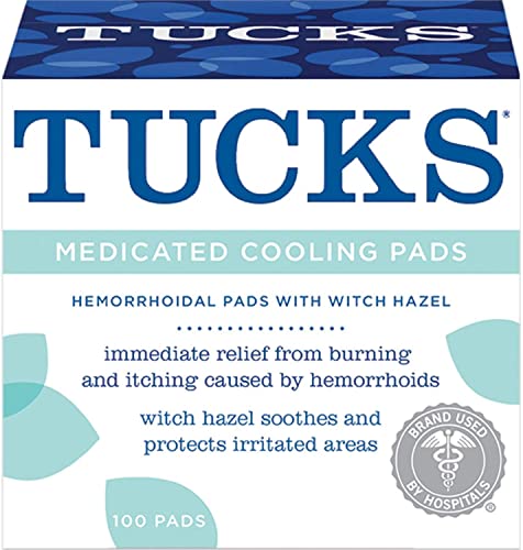 Image of Tucks Medicated Witch Hazel Hemorrhoidal Pads, 100 Pads Each, Pack of 5