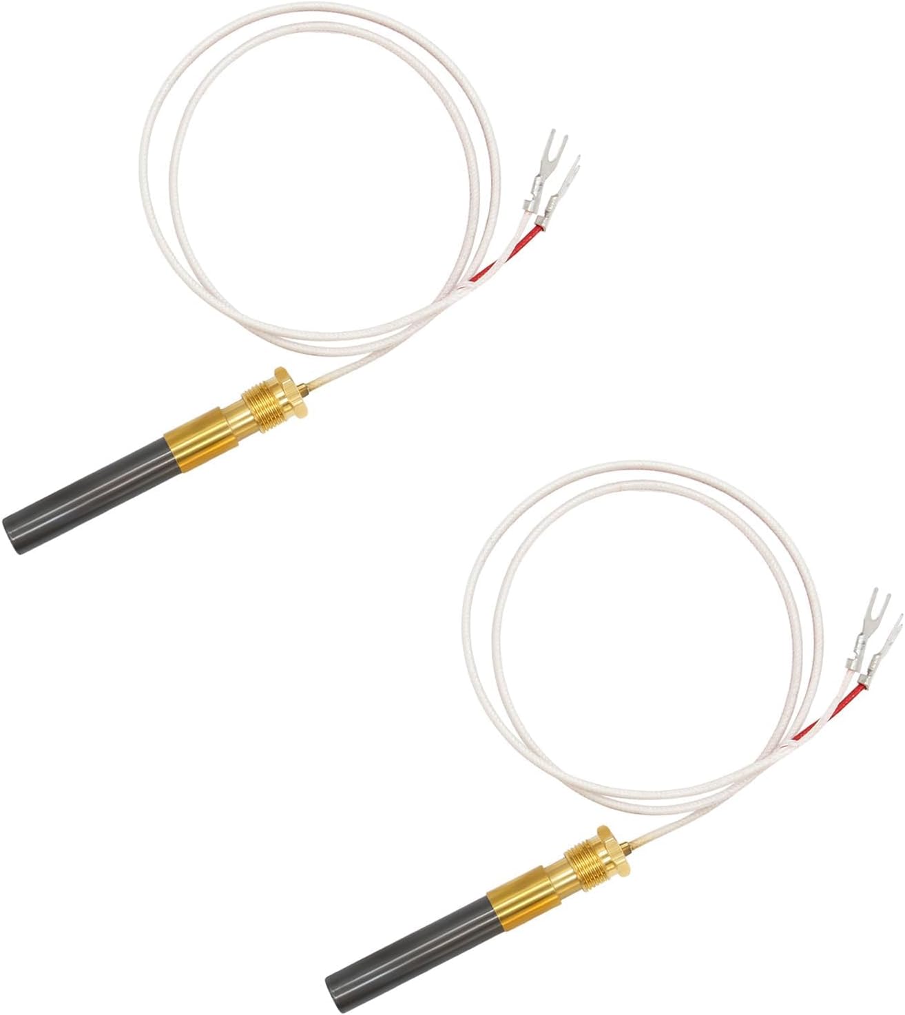 Upgrade 24 Inch 750mv Thermopile Generator Q313A, Thermopile for Gas Water Heater, Fireplace, Gas Fryer, Oven, 750 Temperature Resistance Cluster Thermocouple for Fireplace - 2 Pack