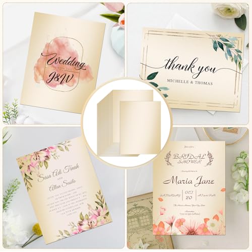 Ftumertly 30 Sheets Warm Ivory Subtle Pearlescent Shimmer Cardstock, 8.5x11 Cardstock Paper, 230g/80lb Card Stock for DIY Crafts, Invitations, Certificates, Weddings — view 5