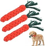 YeahBoom 3 Stück Kauspielzeug Karotte,Hundespielzeug Karotte,Puppy Karotte Seil Spielzeug Geflochtene,Hundespielzeug Seil Baumwolle,Interaktives Spielzeug Geflochtene,Kauspielzeug für Welpen