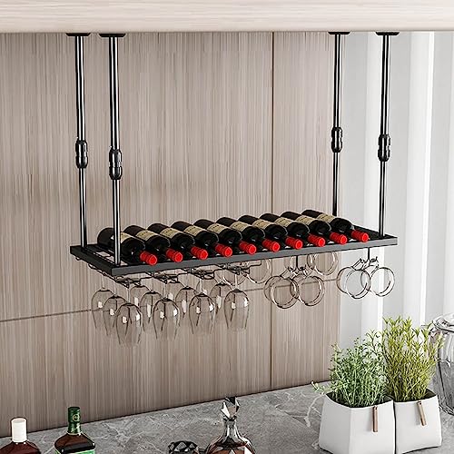 Étagère de décoration de plafond en fer et range-bouteilles chic