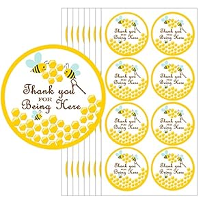 Top label Thank You for Being Here Honey Label,Bumble Bee Baby Shower Favor Stickers,2 Inch 160 Pcs Per Pack
