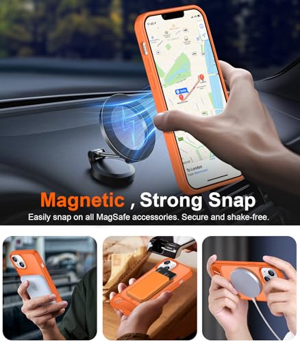 Image of Magnetic Compatible with iPhone 14 Case /iPhone 13 Case,[Built-in Invisible Kickstand][Compatible with MagSafe][Military Grade Shockproof] Slim Translucent Matte Phone Case for iPhone 14 /13 6.1 inch