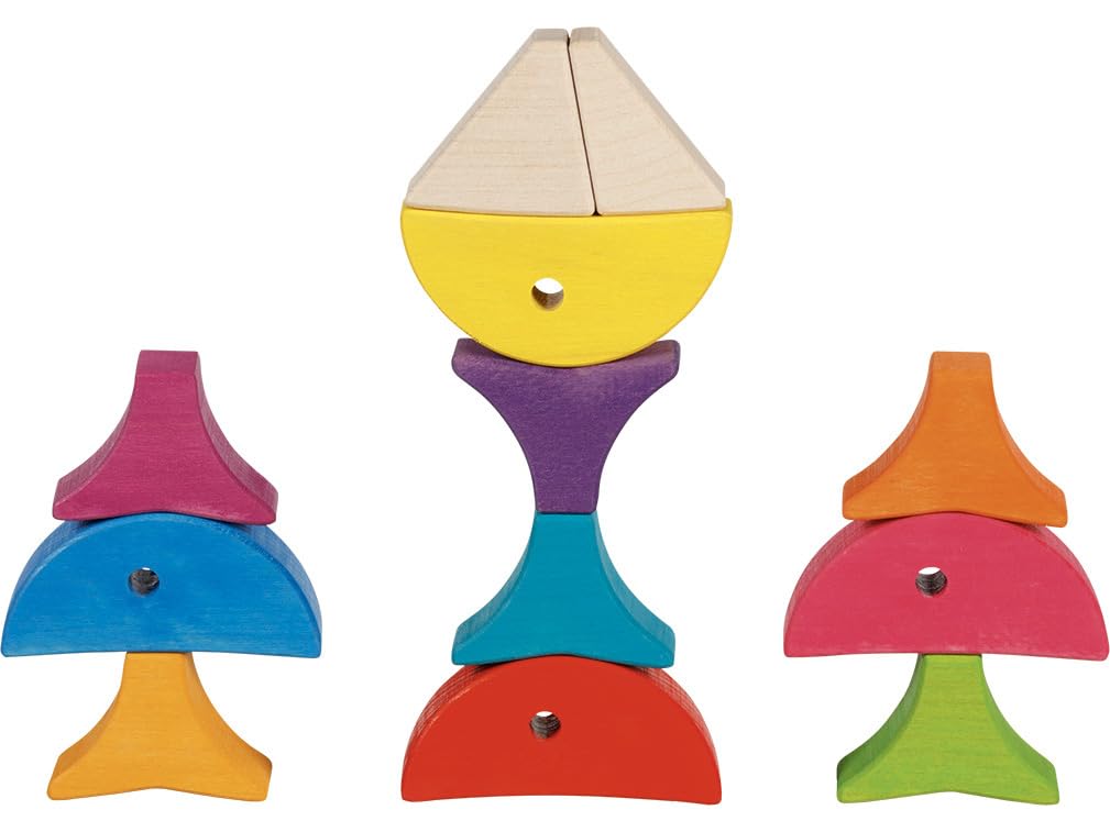 Legespiel und Bausteinkasten 6 bunte Fische: 34 x 14 x 3 cm, Holz, 24 Teile, per Stück