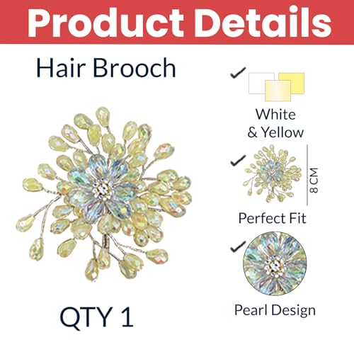 Image of TEMPERIA Hair Accessories For Women & Girls Stylish for Wedding - Artificial Flowers & Pearl Style Juda Bun Accessories - Floral Bridal Brooch & Hair Pins - Hairstyle Decoration Bride Clips (MN13)