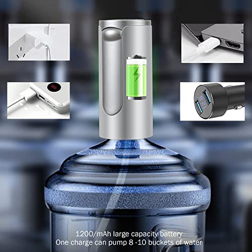 Jrundmsoxz 5 Gallon Water Dispenser With Base, Electric Folding Water Pump With Usb Charging And Auto-Off, Portable Water Dispenser For Universal 2-5 Gallons, Touch Screen And Low Noise (White) #TOP4
