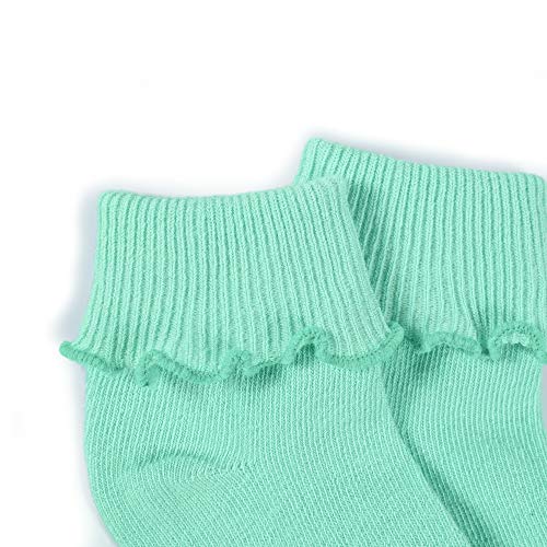 Meias para bebês meninas CozyWay, pacote com 6, 12 pares de meias infantis com babados e borda ondul