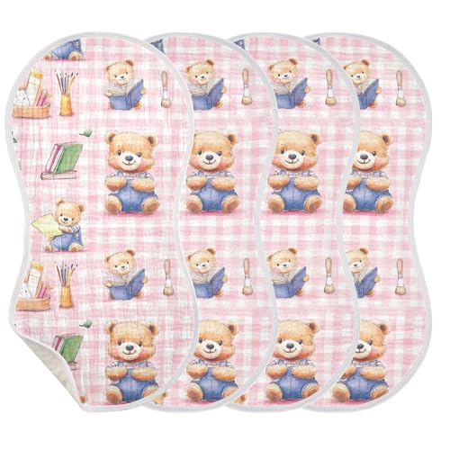 xigua Cute Bear Baby Burp Cloths for Newborn Boys and Girls 2 Pack, Soft & Absorbent Cotton Baby Burp Cloth, Baby Washcloths, Newborn Towel, Burp Rags3