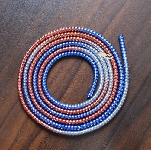 Image of J'TTON Spiral Metallic Color (2 Pcs) 1.2 Meters Each-Full Size Cable Cord Charger Protector Winder for iPhone & Android USB Charging Cables, Earphones, Lightning Cable (Dark Multicolor)
