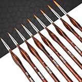 Pinsel Set Malen, 9 Stück Feine Detail Pinsel für Acryl Aquarell Modellbau, ideal für Acrylfarben, Wasserfarben Miniaturen,Öl, Modelle, Strichzeichnung und Nageldesign (Braun1)