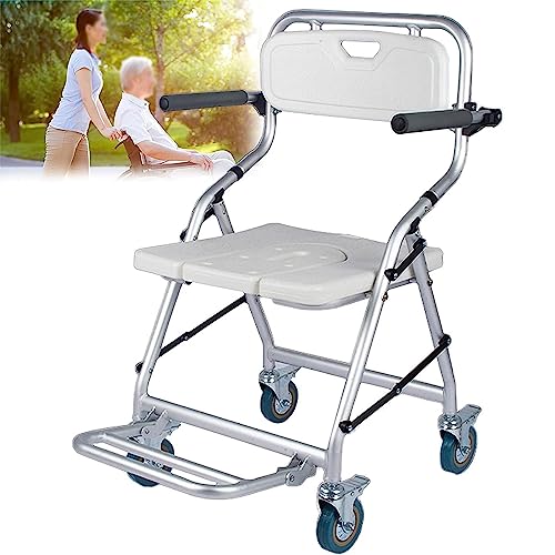 Silla de ducha con ruedas regulable en altura para mayor seguridad en el baño de ancianos