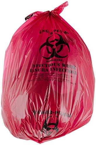 Red Isolation Infectious Waste Bag/Biohazard Bag Linear Low Density 1.2 Mil - 100/Case 33 Gallon 33" x 40"