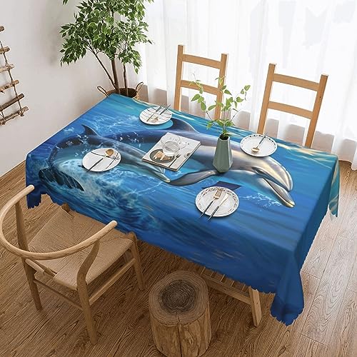 Nappe de table à manger rectangulaire dauphins douce 137 x 183 cm
