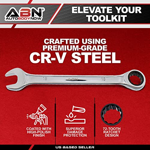 Abn Combo Ratchet Wrench Set Sae And Metric Sizes - 22 Pc Ratcheting Wrench Set With Travel Pouch #TOP2