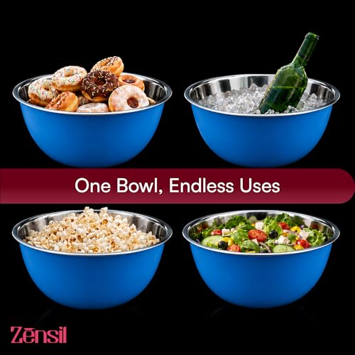 Image of 500ml, 750ml, 1250ml | Blue Euro Style Food Storage Containers for Kitchen | Stainless Steel Leak Proof Lids Mixing Bowls | Kitchen Food Storage Bowls (3, Blue)
