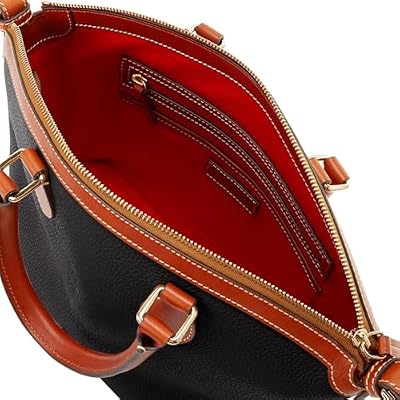Dooney & Bourke Satchel Handbags for Women, Domed Leather Satchel Bag with Top Handles and Removable Crossbody Strap - Black