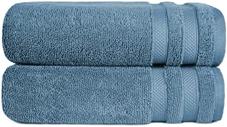 TRIDENT Bath Towel, 650 GSM Cotton Modal Blend, Towels for Bathroom, Super Absorbent, Zero Twist, Super Soft, Pack of 2 Bath Towels, I'm Plush (Blue Dusk)
