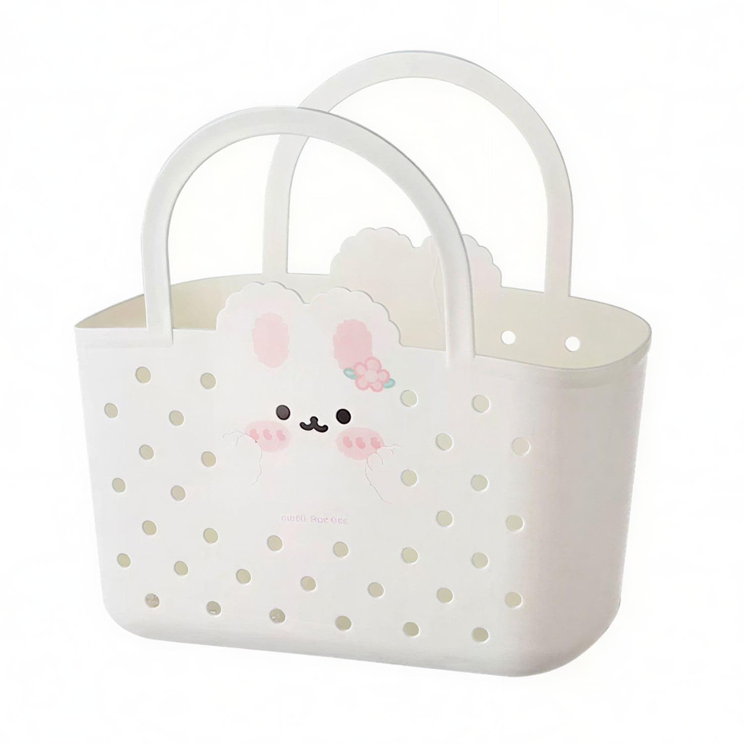 FunBlast Cute Bunny Storage Basket for Kids – Multipurpose Plastic Tote Bag with Handle, Portable Organizer Basket for Toys, Bathroom, Beach, Shopping, Groceries & Travel (White)-image-19