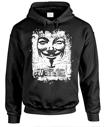 WE are Legion Guy Fawkes Computer Hacker - Mens Pullover Hoodie L Black