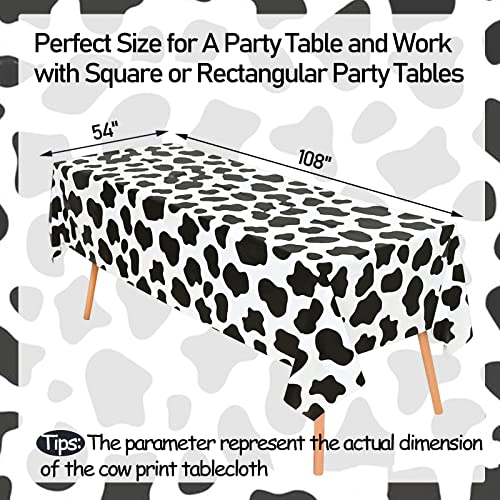 Soidhsid 3 Pack Cow Print Tablecloths 54"X108" Disposable Plastic Rectangular Table Cover For Farm Animal Theme Party Birthday Party Supplies Decorations #TOP2
