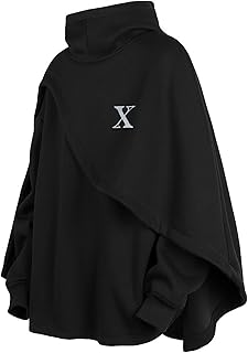Sweat à Capuche Poncho Cape pour Homme Patchwork Sweatshirt Techwear Col Roulé Manteau Hoodie Les Loisirs
