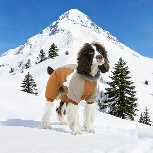 Kuoser Wasserdichter Hundemantel für Kleine Hunde - Wärmer, Winter, Mit Geschirr, Moden Hundejacke, Reflektierend für Kleine Hunde, Braun S