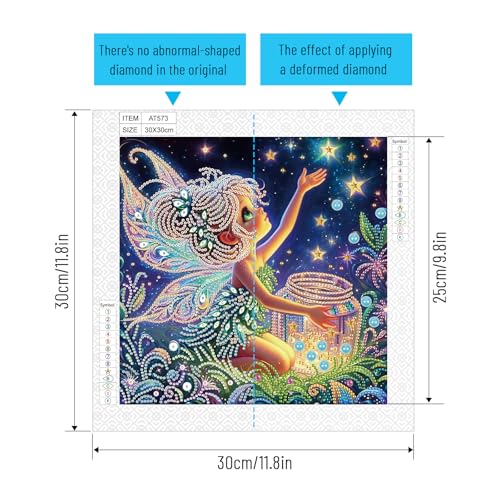 Image of 5D Special Shape Diamond Art Kits for Beginners, Diamond Painting Kits for Adults, Crystal Rhinestones Diamond Painting for Home Wall Decoration Gift 12x12 inch /30x30 cm, Starry Night Enchantment