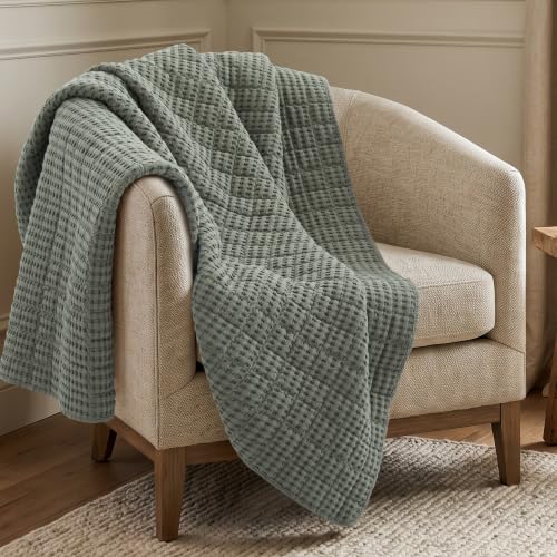 Levtex Home - Mills Waffle - Throw - Juniper Cotton Waffle - Throw Size 50 x 60in.